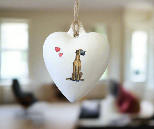 Great Dane Ceramic Heart Bauble